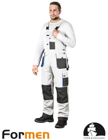 LEBER&amp;HOLLMAN PROTECTIVE BIB PANTS LH-FMN-B WSN WHITE-GREY-BLUE
