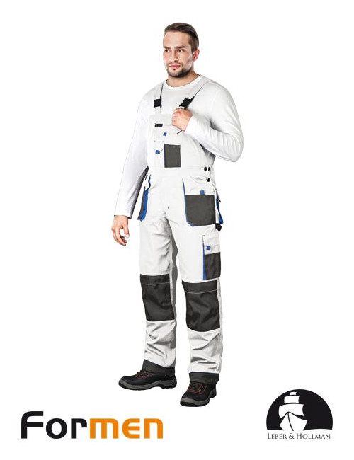 LEBER&amp;HOLLMAN PROTECTIVE BIB PANTS LH-FMN-B WSN WHITE-GREY-BLUE