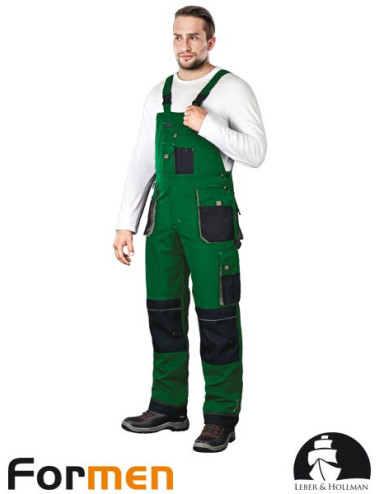 LEBER&amp;HOLLMAN PROTECTIVE BIB PANTS LH-FMN-B ZBS GREEN-BLACK-GRAY