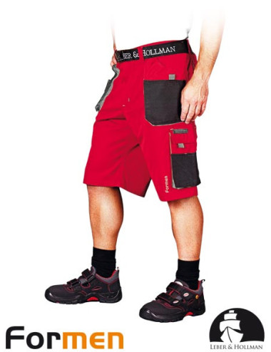 Taillenlange Schutzhose - kurz lh-fmn-ts cbs rot-schwarz-grau Leber&amp;hollman