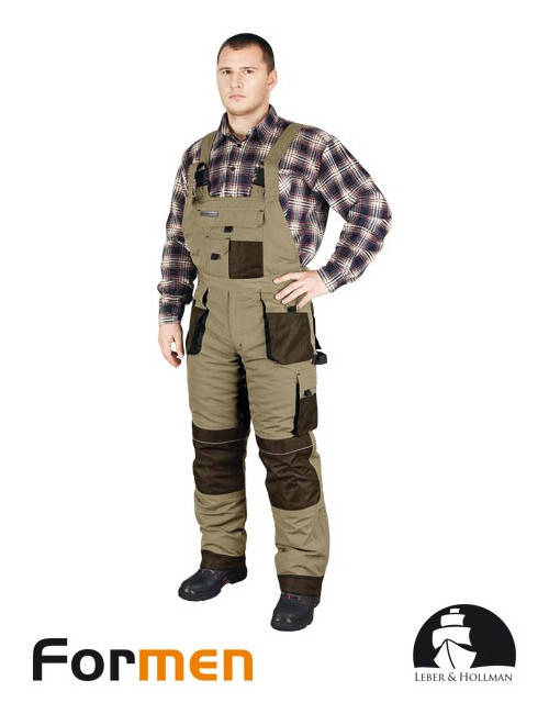 LEBER&amp;HOLLMAN INSULATED BIB PANTS LH-FMNW-B BE3 BEIGE-BROWN-BLACK