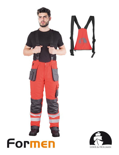 Isolierte Schutzlatzhose lh-fmnwx-b csb rot-stahl-schwarz Leber&amp;hollman