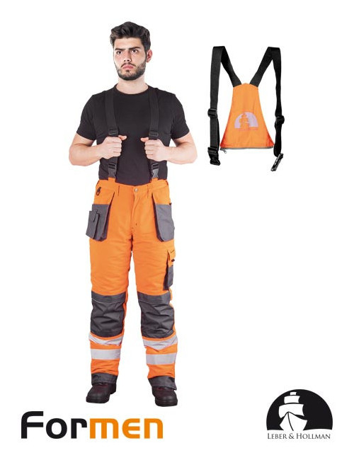 LEBER&amp;HOLLMAN INSULATED BIB PANTS LH-FMNWX-B PSB ORANGE-STEEL-BLACK