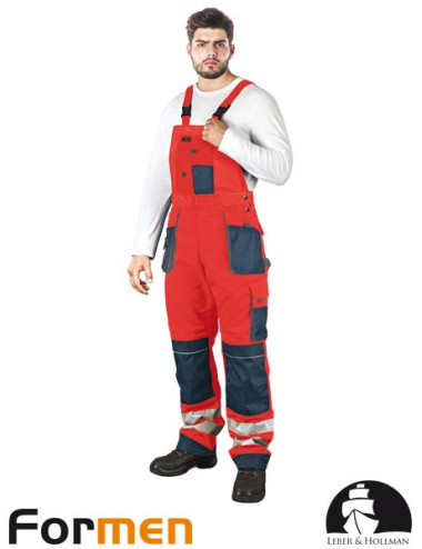 Schutzlatzhose lh-fmnx-b cgs rot-marineblau-grau Leber&amp;hollman