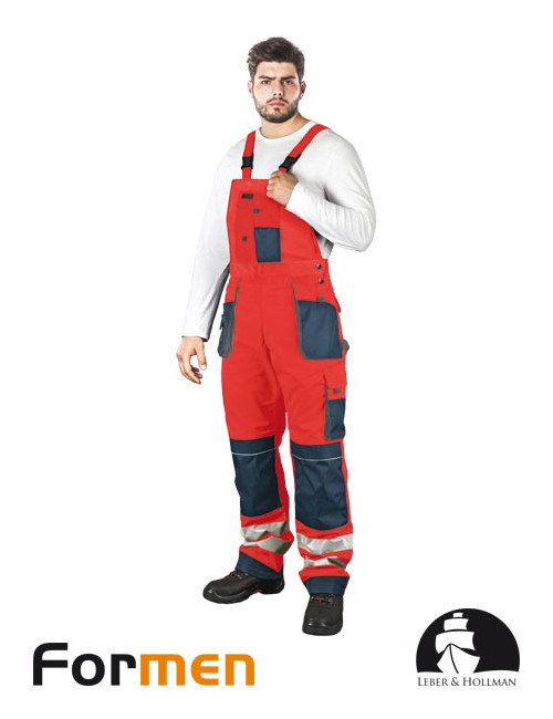 LEBER&amp;HOLLMAN PROTECTIVE BIB PANTS LH-FMNX-B CGS RED-NAVY-GRAY