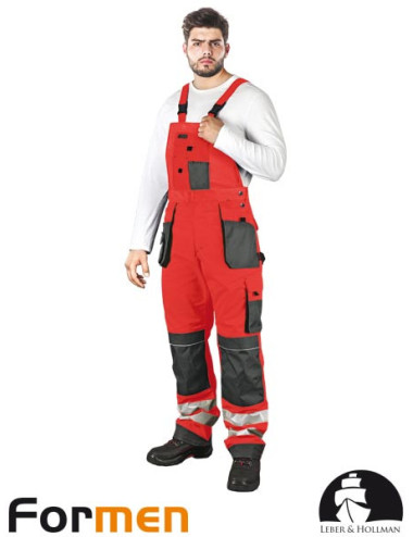 LEBER&amp;HOLLMAN PROTECTIVE BIB PANTS LH-FMNX-B CSB RED-STEEL-BLACK