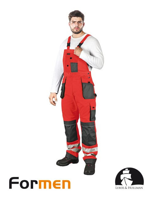 Schutzlatzhose lh-fmnx-b csb rot-stahl-schwarz Leber&amp;hollman