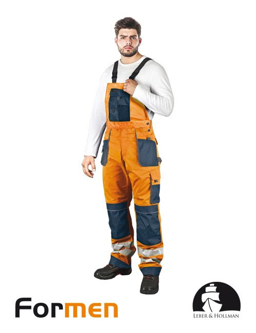 Schutzlatzhose lh-fmnx-b pgs orange-marineblau-grau Leber&amp;hollman