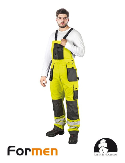 Schutzlatzhose lh-fmnx-b ysb gelb-stahl-schwarz Leber&amp;hollman