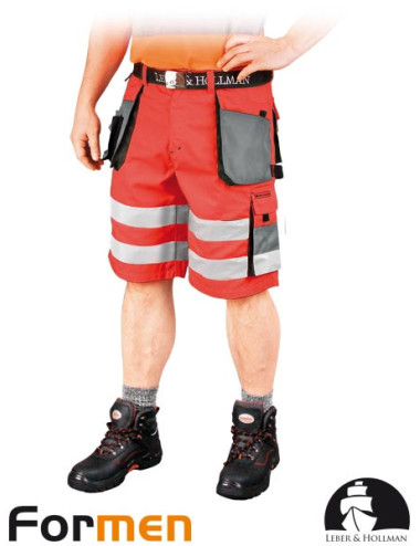 Taillenlange Schutzhose – kurz lh-fmnx-ts csb rot-stahl-schwarz Leber&amp;hollman