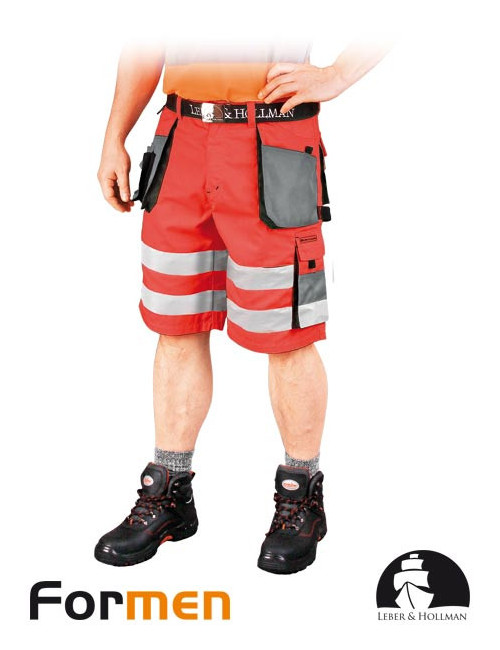 LEBER&amp;HOLLMAN WAIST TROUSERS - SHORT LH-FMNX-TS CSB RED-STEEL-BLACK