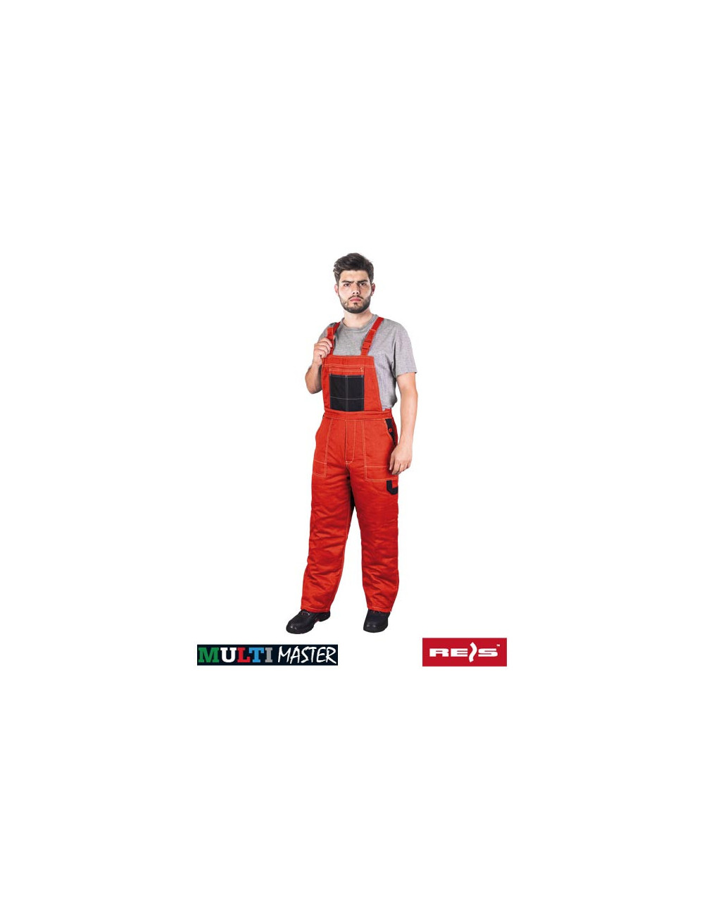Protective bib pants insulated mmws cb red-black Reis
