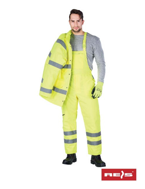 Winter dungarees, reflectors at the bottom, in accordance with EN471