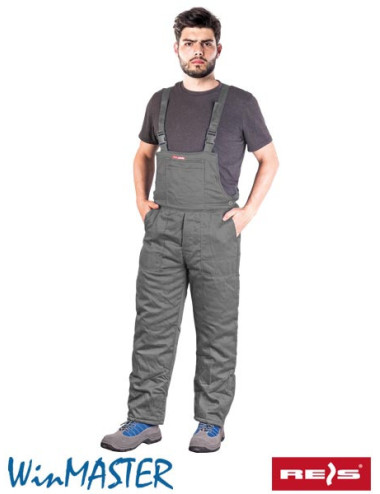Master gray insulated dungarees, custom logo, graphics, embroidery