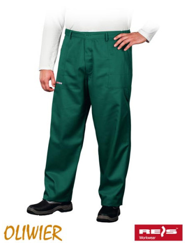 Long leg work trousers, elastic bands in the side parts, embroidery option