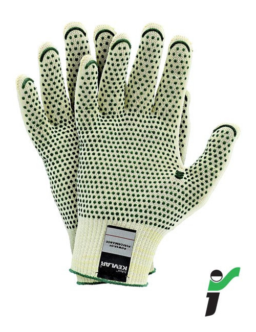 Protective gloves rj-kevlafibv yz yellow-green JS