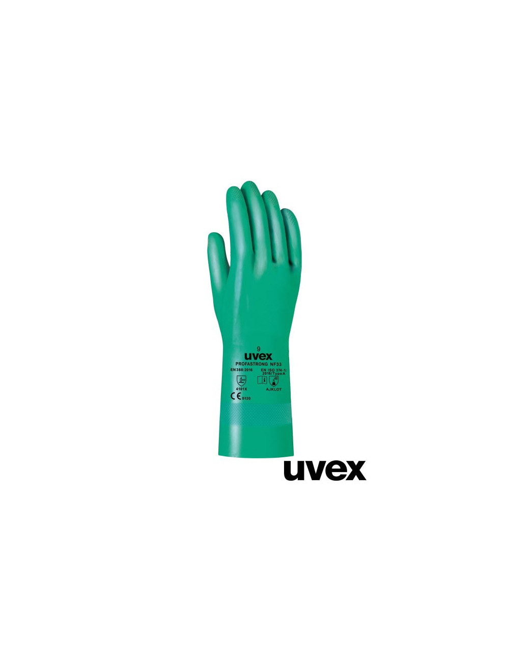 Protective gloves with green Uvex Ruvex-strong