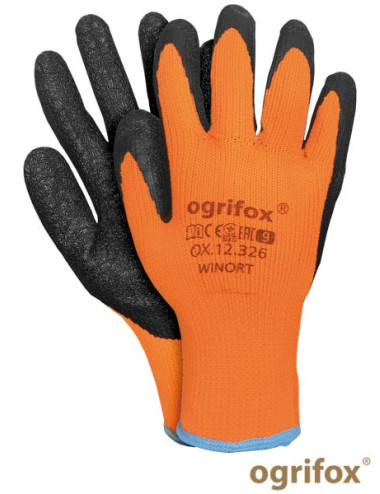 Working gloves, insulated, coated with latex, polyester, low price