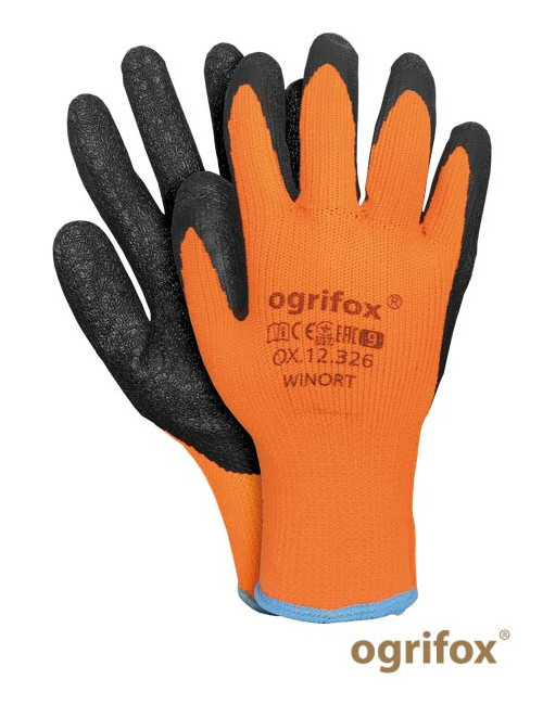 Working gloves, insulated, coated with latex, polyester, low price