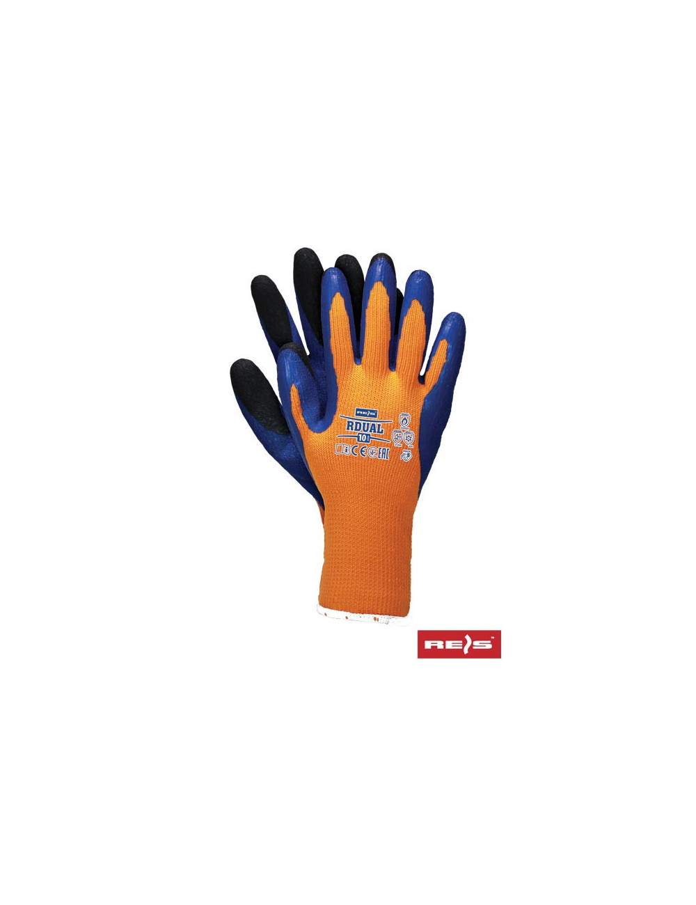 Rękawice ochronne rdual pnb pomarańczowo-niebiesko-czarny Reis
