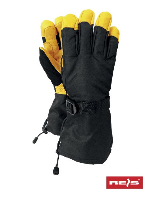 Schützende Schutzhandschuhe von schwarz-gelbem Reis