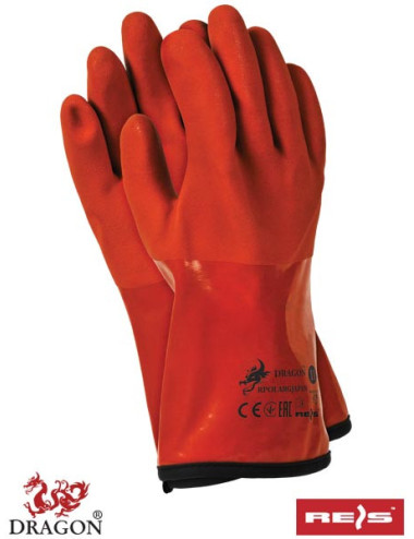 Heat-resistant protective gloves made of PVC, insulated with fleece