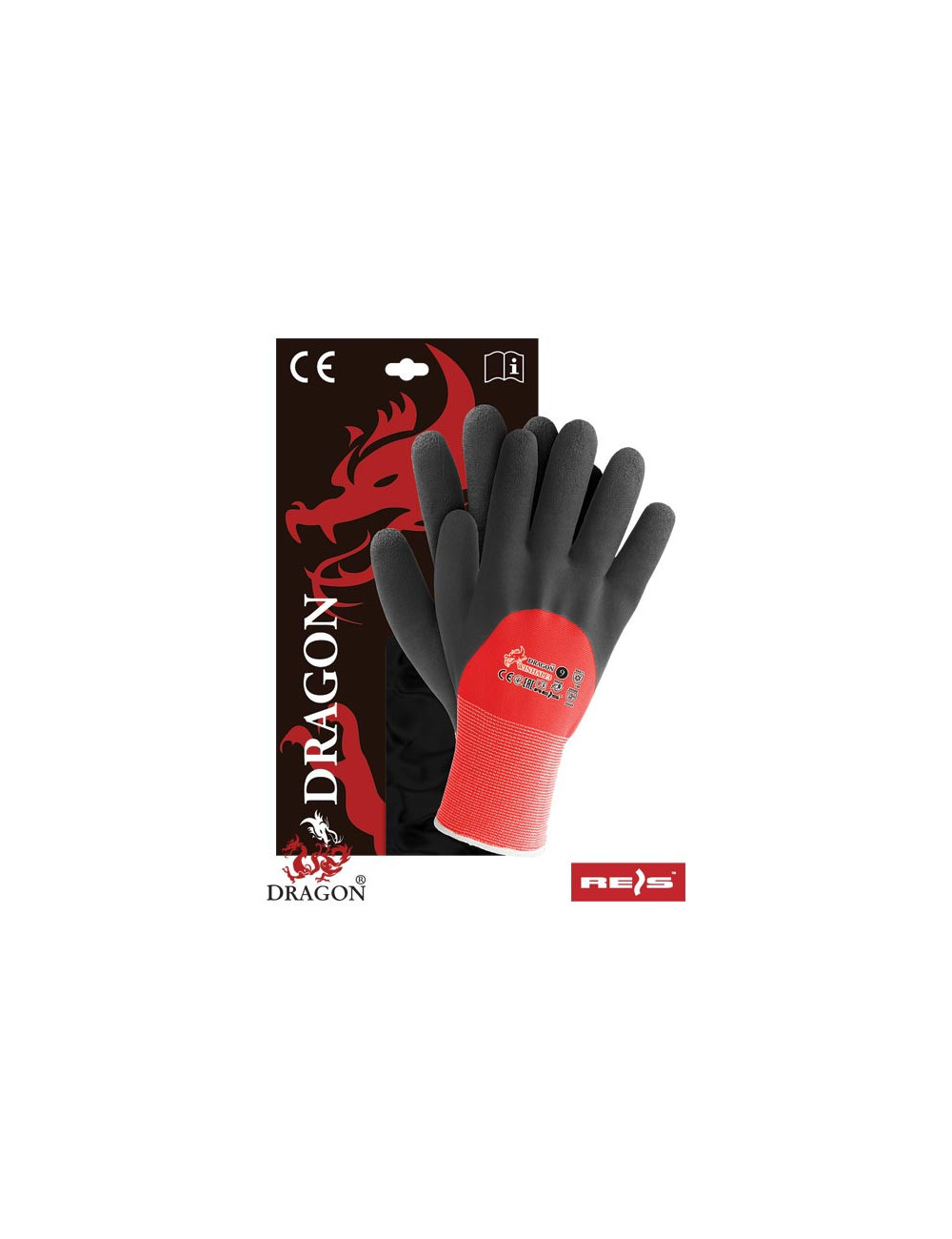 Protective gloves winhalf3 cb red-black Reis
