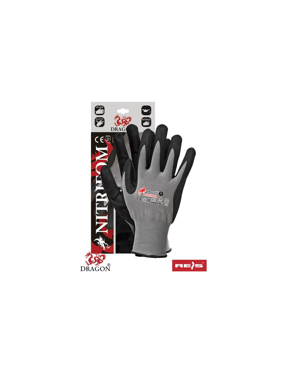 Protective gloves nitrifom sb grey-black Reis