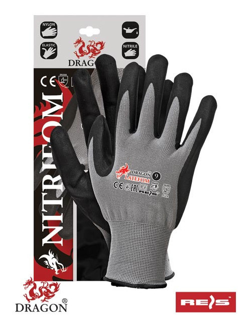 Protective gloves nitrifom sb grey-black Reis