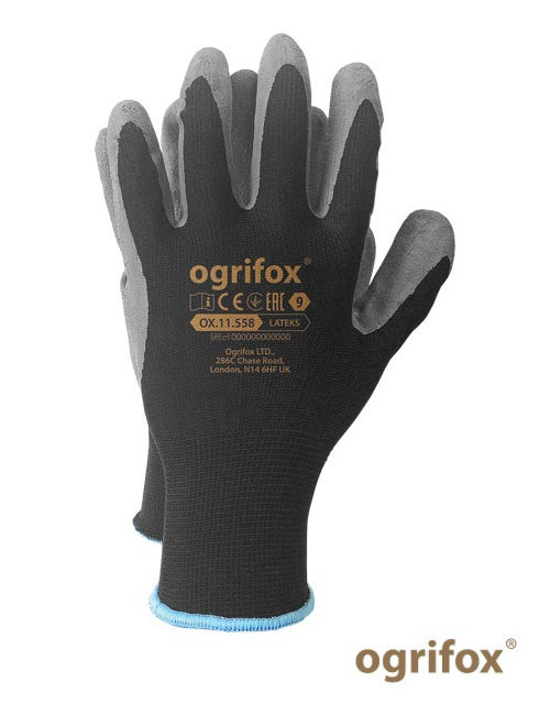 Rękawice ochronne ox.11.558 lateks ox-lateks bs czarno-szary Ogrifox