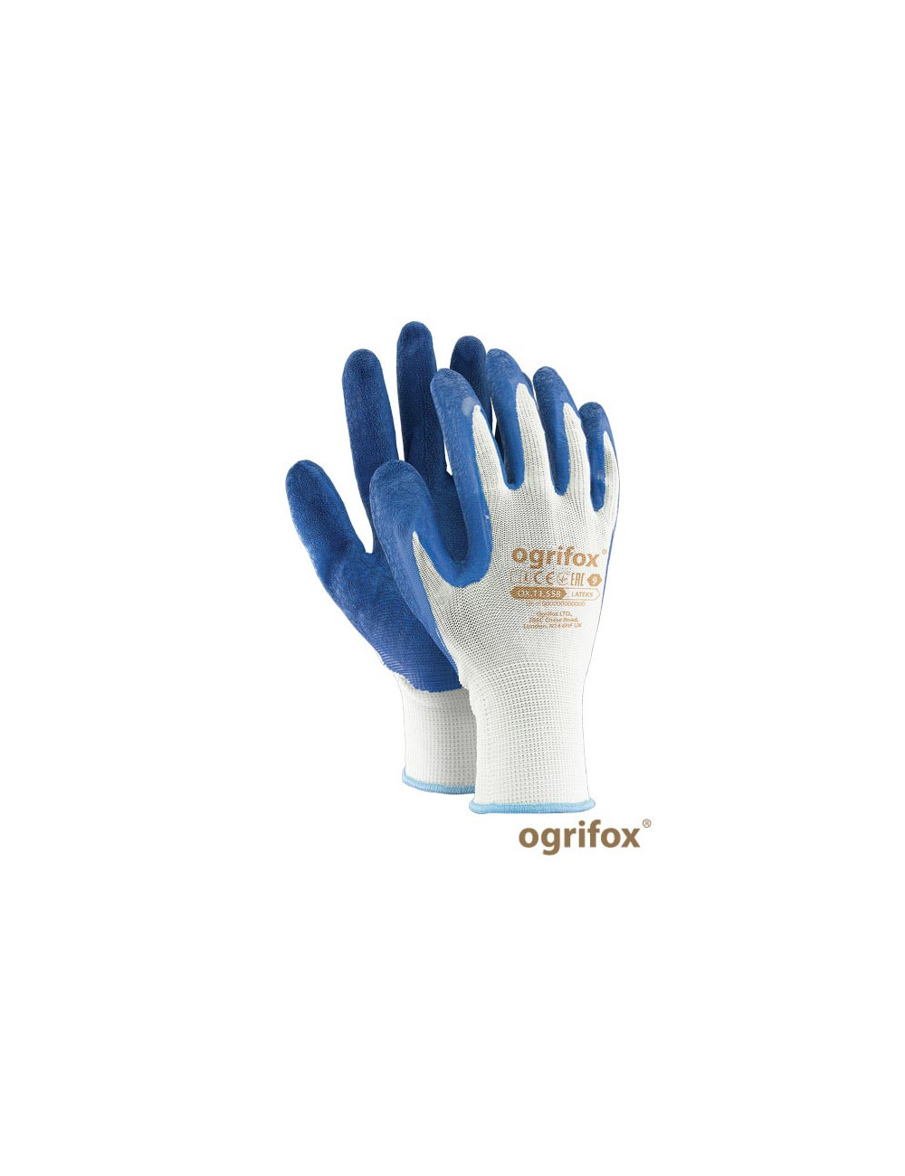 Rękawice ochronne ox.11.558 lateks ox-lateks wn biało-niebieski Ogrifox