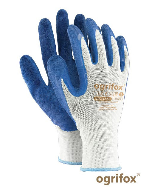 Gloves ox.11.558 latex ox-latex wn white-blue Ogrifox