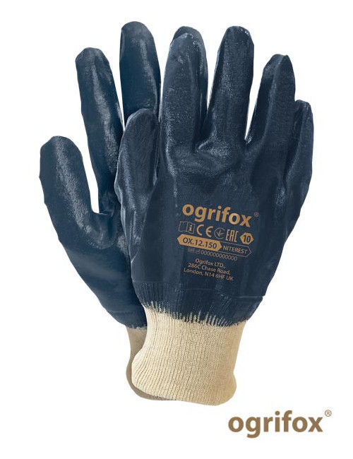 Schutzhandschuhe ox.12.150 niterest ox-niterest betteln beige und marineblau Ogrifox