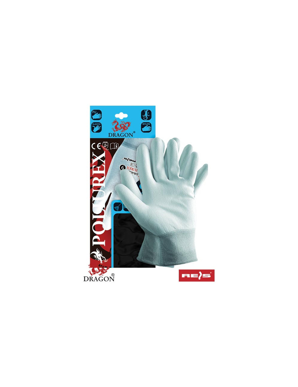 Rękawice ochronne poliurex jnw jasnoniebiesko-biały Reis