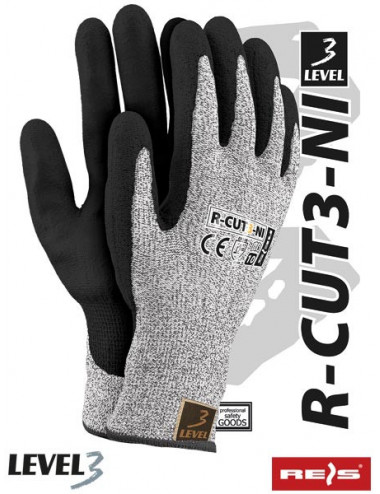 R-cut3-ni bwb Schutzhandschuhe schwarz-weiß-schwarz Reis