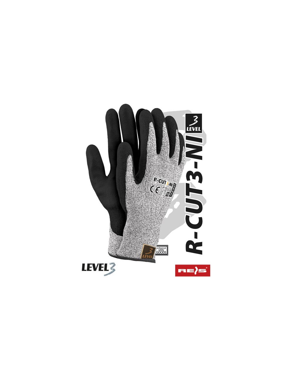 Protective gloves r-cut3-ni bwb black-white-black Reis