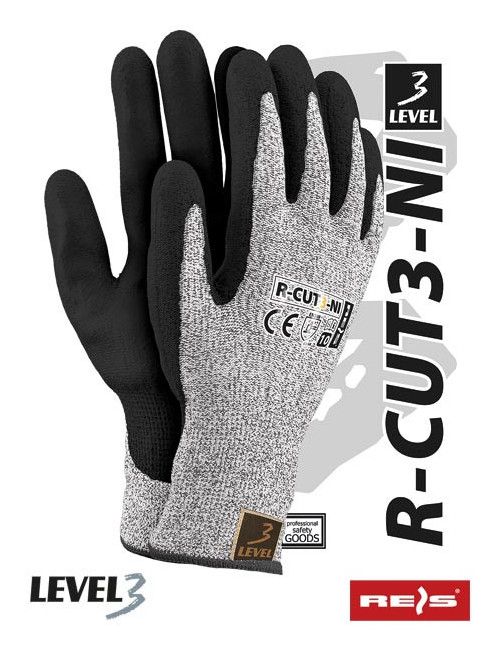 R-cut3-ni bwb Schutzhandschuhe schwarz-weiß-schwarz Reis
