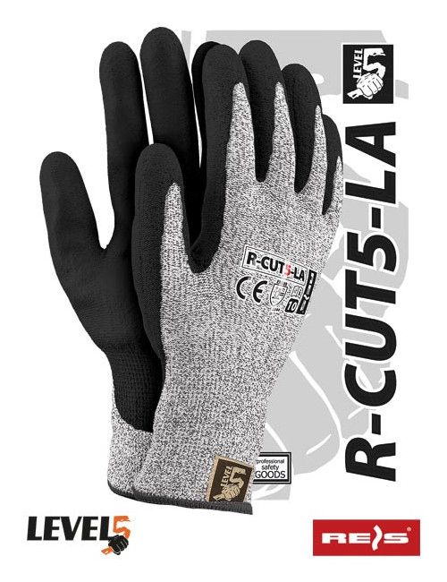 R-cut5-la bwb Schutzhandschuhe schwarz-weiß-schwarz Reis