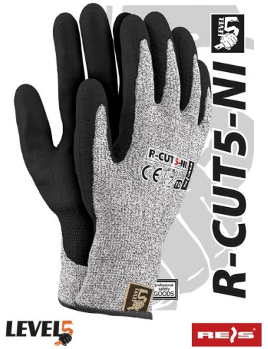 Protective gloves r-cut5-ni bwb black-white-black Reis