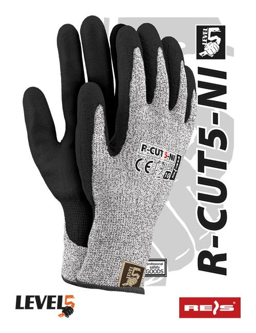 R-cut5-ni bwb Schutzhandschuhe schwarz-weiß-schwarz Reis