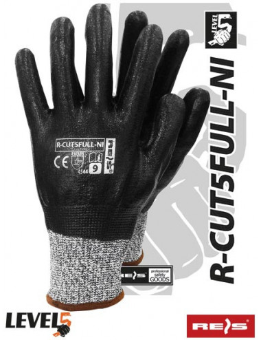 Protective gloves r-cut5full-ni bwb black-white-black Reis