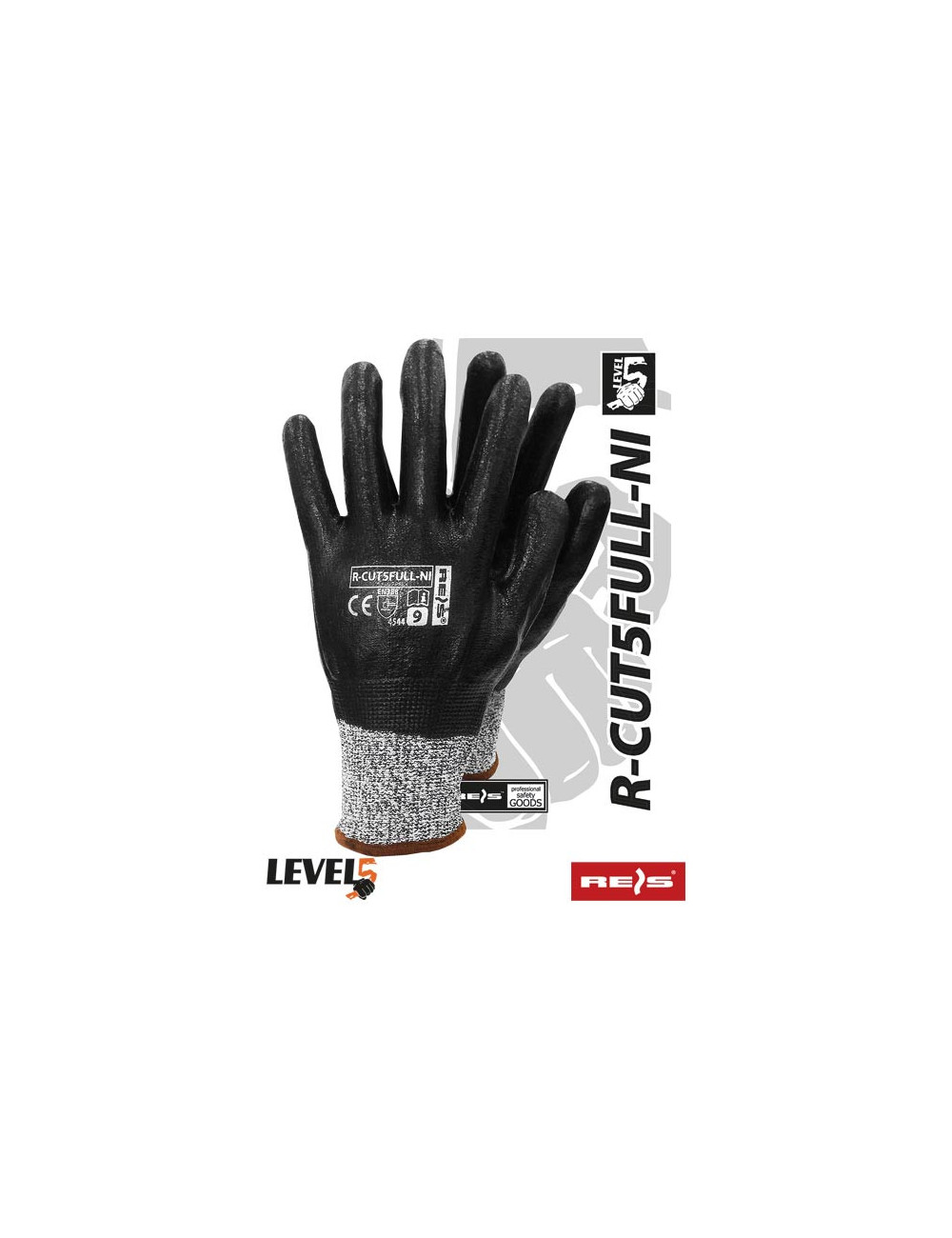Protective gloves r-cut5full-ni bwb black-white-black Reis