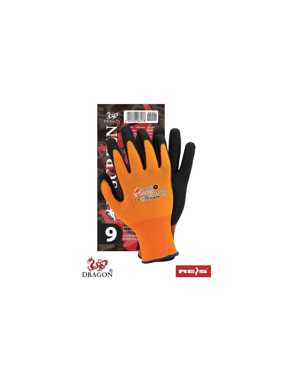 Protective gloves r-screen pb orange-black Reis