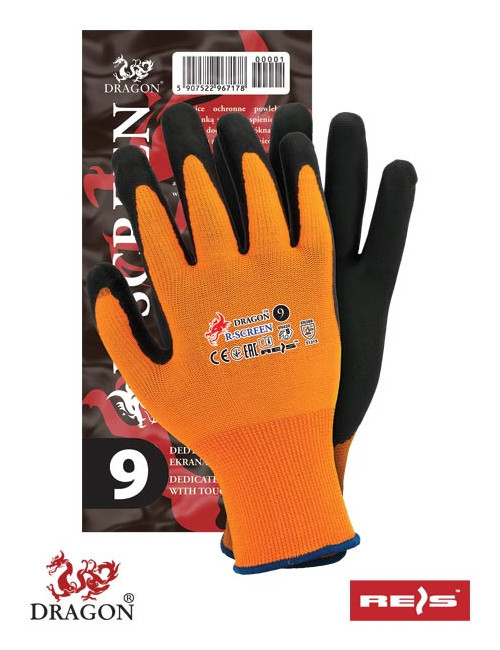 R-Screen PB Schutzhandschuhe orange-schwarz Reis
