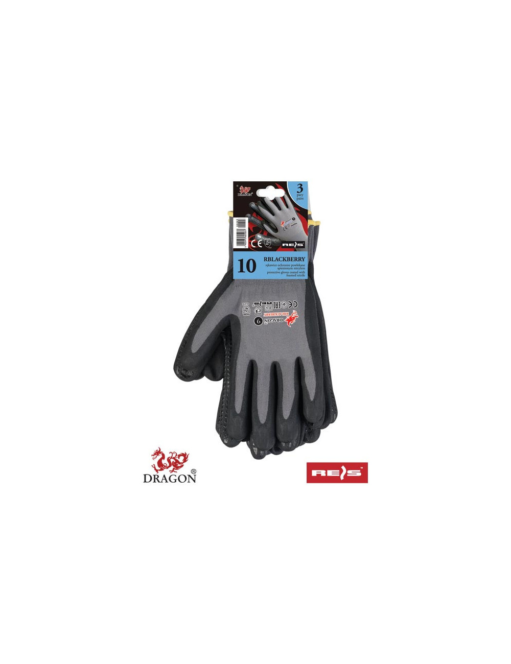 Protective gloves rblackberry-s sb grey-black Reis