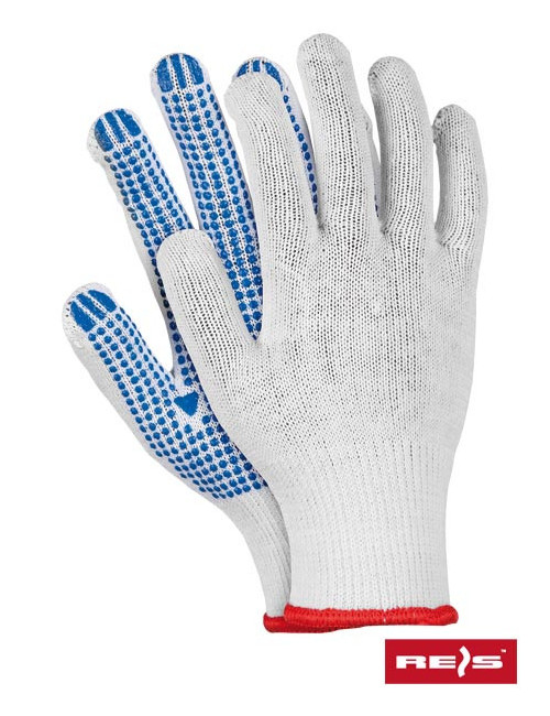 Schutzhandschuhe aus weißem und blauem Reiskern