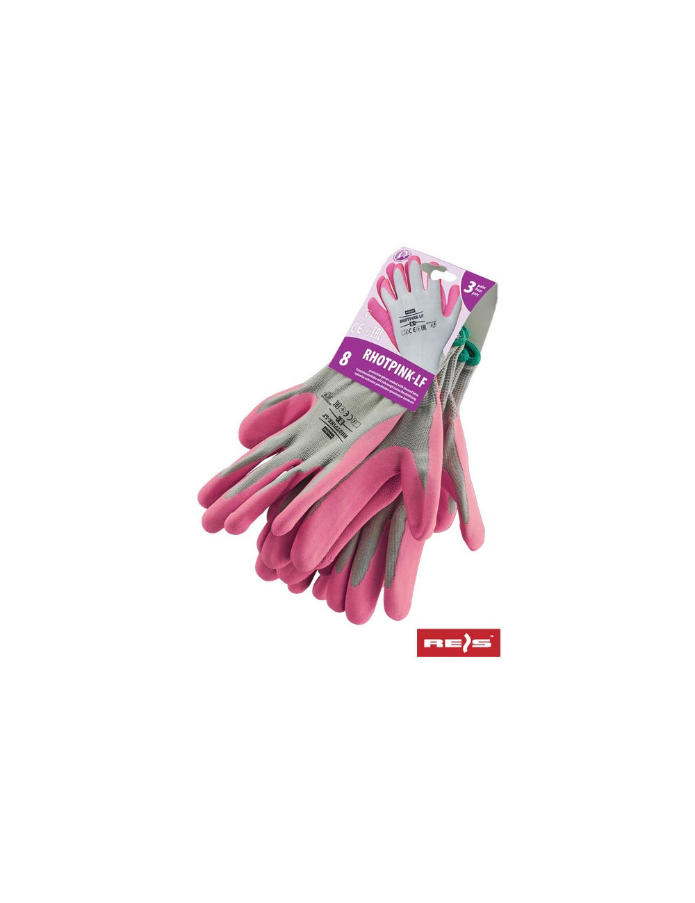 Rękawice ochronne rhotpink-lf jsr jasnoszaro-różowy Reis