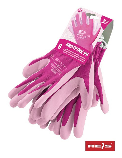 Rhotpink-pu Schutzhandschuhe rw rosa und weiß Reis
