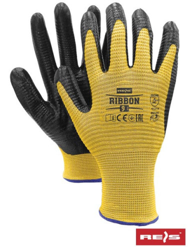 Protective gloves ribbon yb yellow-black Reis