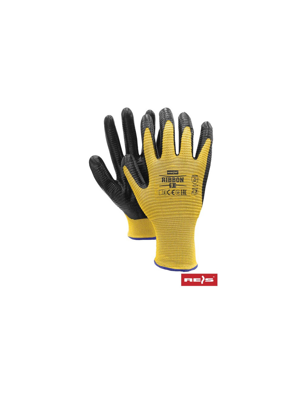 Protective gloves ribbon yb yellow-black Reis